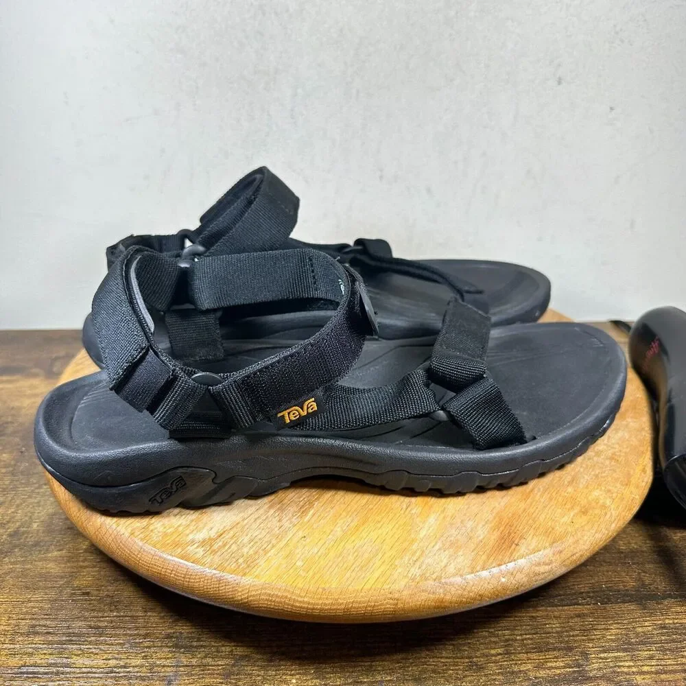 Teva Hurricane 4 Black Leather Sandals 1093379‎ Shoes Men's Size 12
